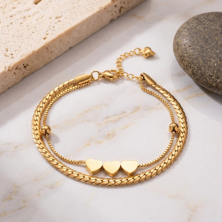 Amoura Triple Heart Bracelet