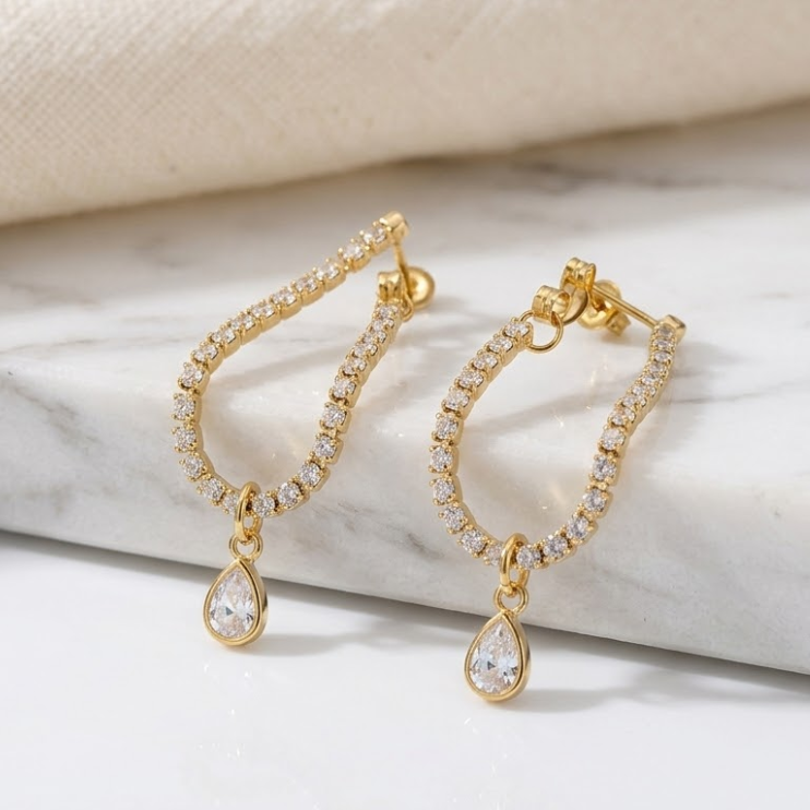 Celestique Tennis Drop Earrings