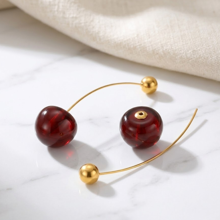 Cerise Élégance Drop Earrings