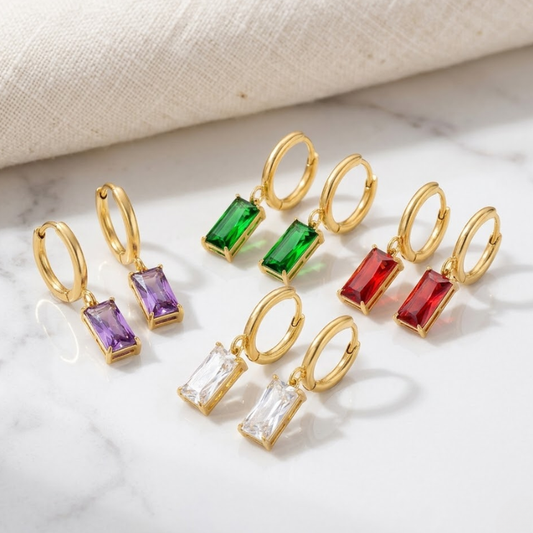 Radiant Baguette Drop Hoops