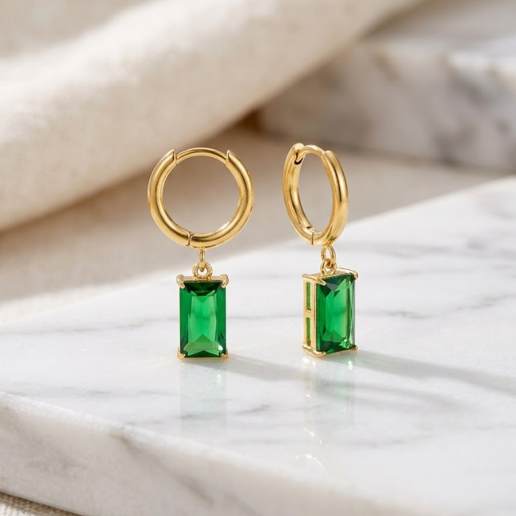 Radiant Baguette Drop Hoops