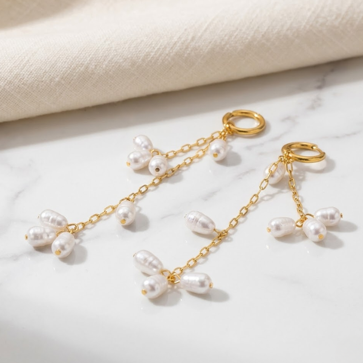 Selene Pearl Cascade Earrings