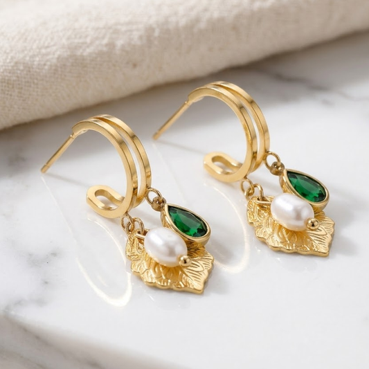 Verdara Pearl Charm Hoops