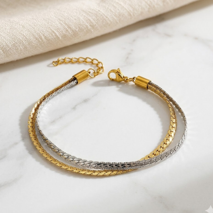 Alessia Dual-Tone Braid Bracelet