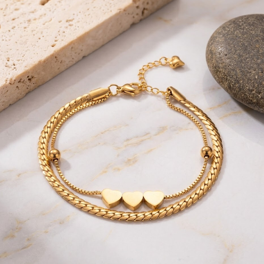 Amoura Triple Heart Bracelet