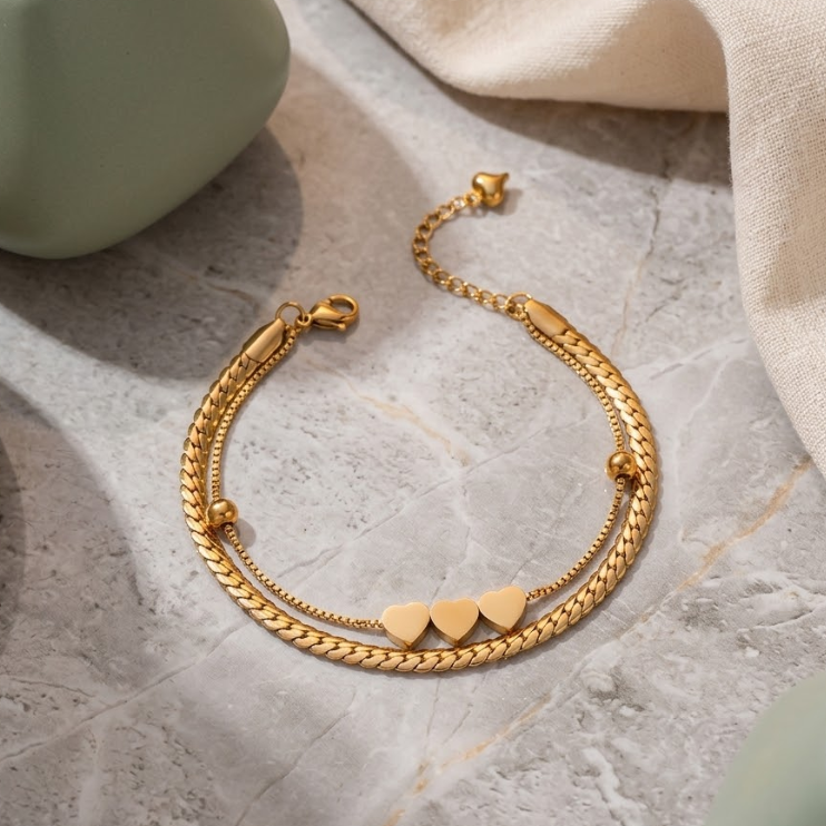 Amoura Triple Heart Bracelet