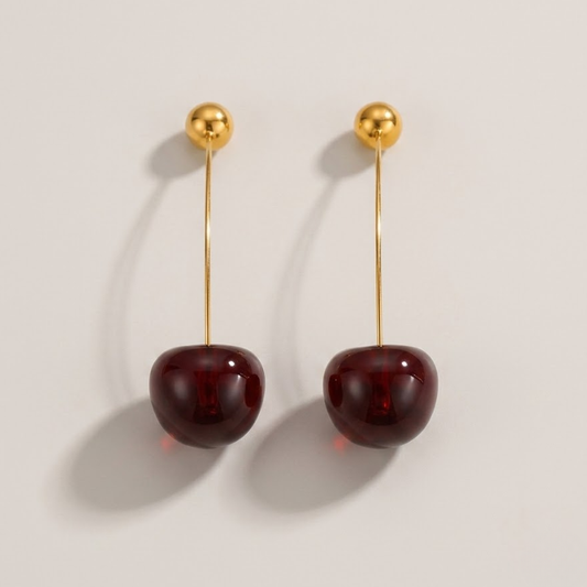 Cerise Élégance Drop Earrings