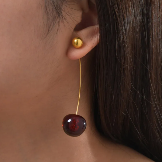 Cerise Élégance Drop Earrings