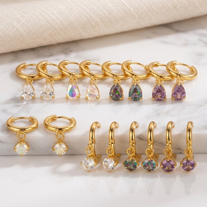 Crystal Drop Hoops