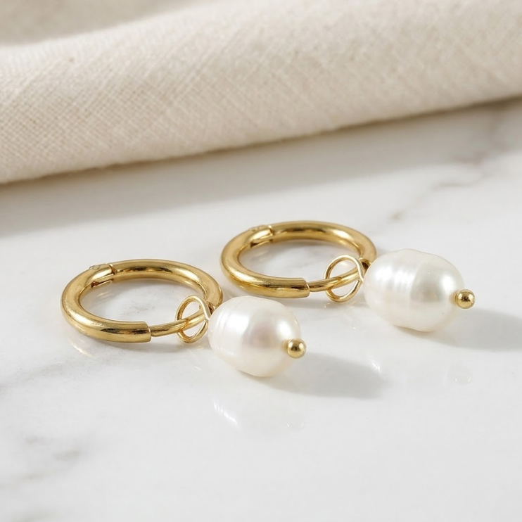 Heirloom Pearl Drop Hoops