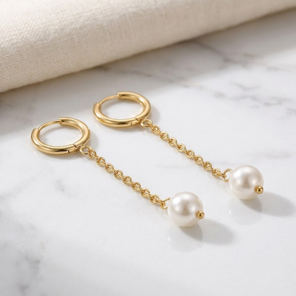 Marélle Pearl Drop Hoops