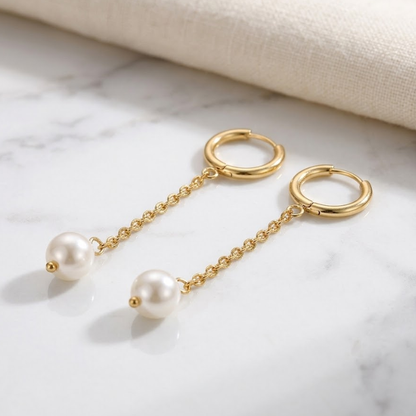 Marélle Pearl Drop Hoops