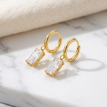 Radiant Baguette Drop Hoops