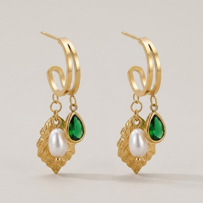 Verdara Pearl Charm Hoops