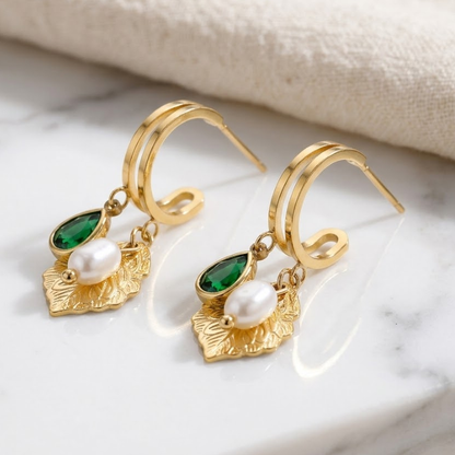 Verdara Pearl Charm Hoops